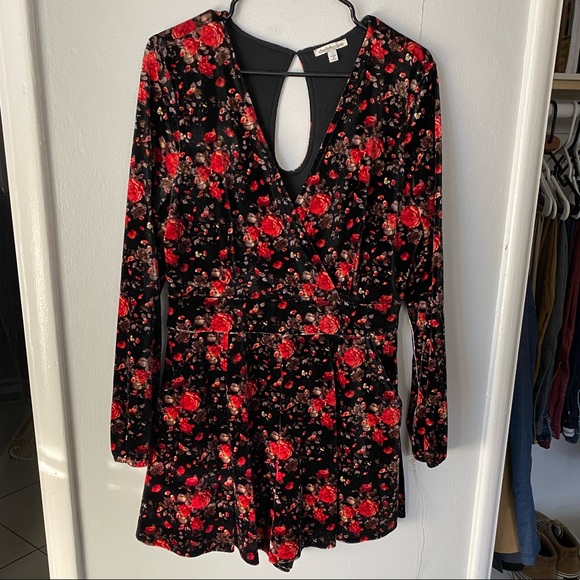 Charlotte Russe Pants - Floral Velvet Romper